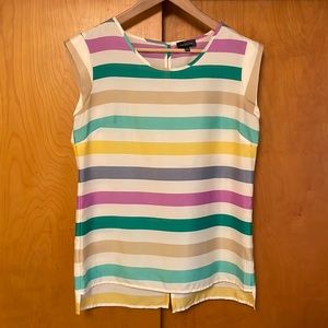 The Limited Striped Cap Sleeve Top | Color: Teal, Purple, Yellow |Size Small